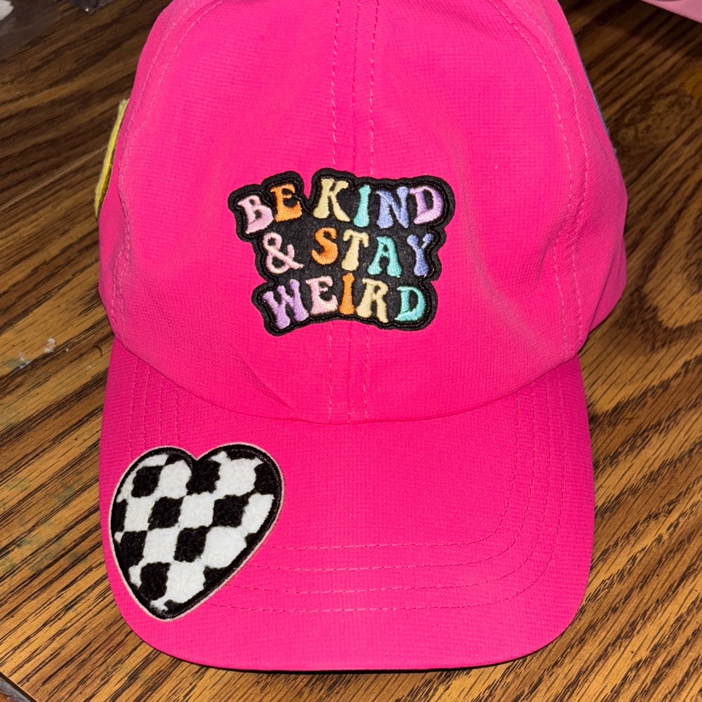 HANDMADE‎ baseball Cap with Colorful Patch and Heart Design BE KIND & STAY WEIRD
